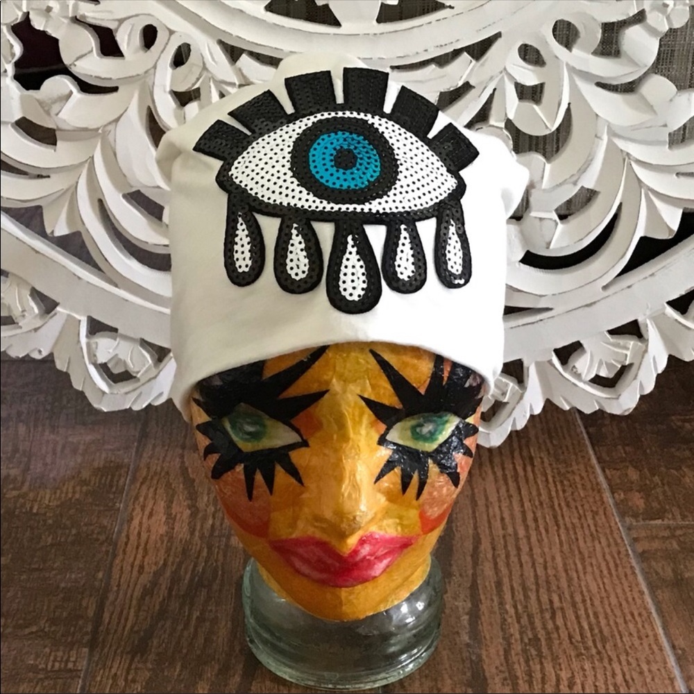 Sequin Evil Eye Beanie Hat (5 Colors)